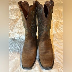 JUSTIN 12" SQUARE TOE STAMPEDE WESTERN BOOTS SIZE 10.5B